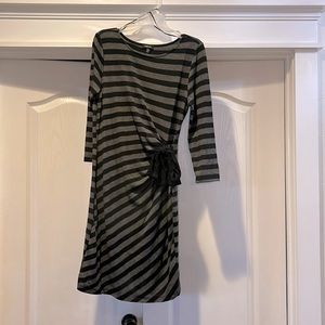 XL Black and gray stripe knit dress